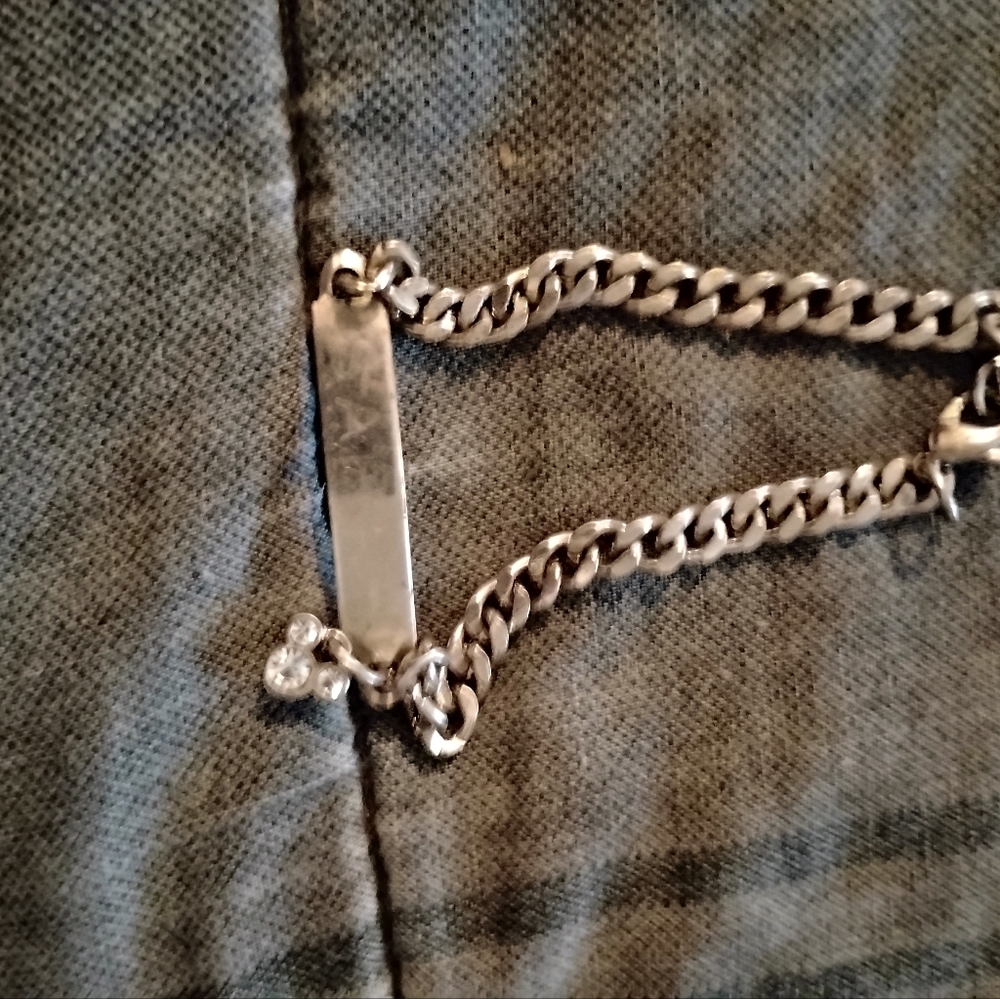 Silver Chain Bracelet With Mickey Mouse And The Name Sarah